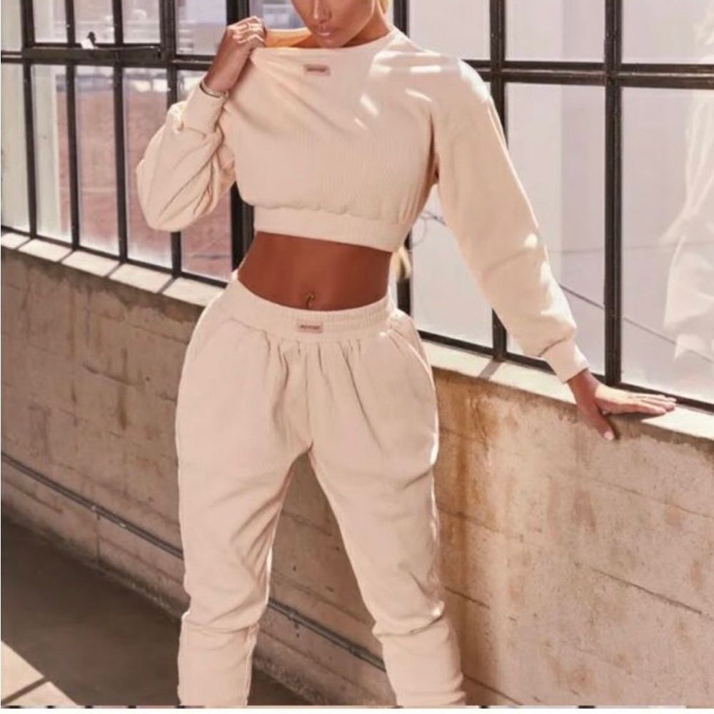 Cream Women's Ribbed Lounge Set - Picture 3 of 6